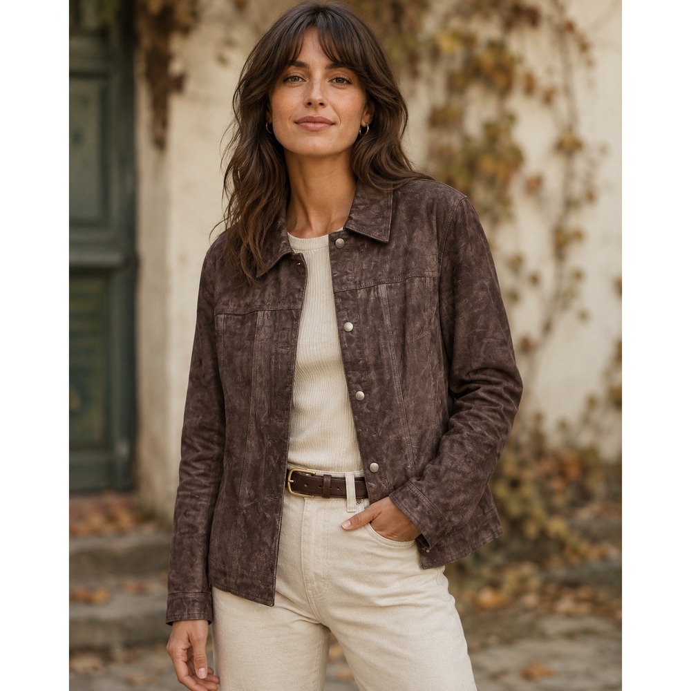 Vtg 90s Kate Hill Heritage Brown Suede Jacket Ranchcore Rustic Size 16 Western